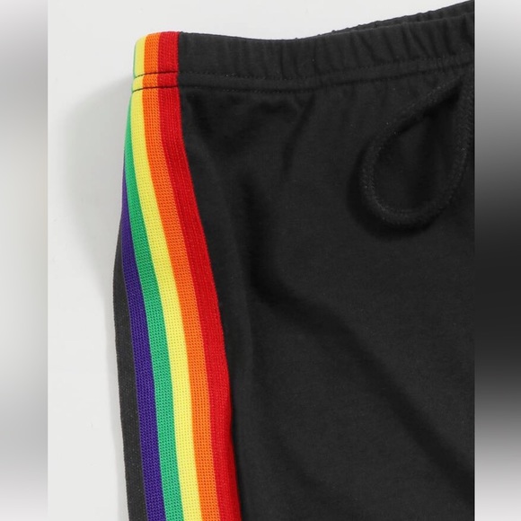 High wasted rainbow stripe shorts Size Small - Picture 2 of 5